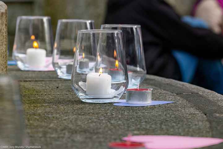 Candles as part of a vigil.